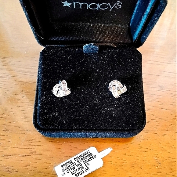 Macy's Jewelry - DIAMOND EARRINGS, 14K WHITE GOLD, Real Gold, Lovely Gift for any occasion